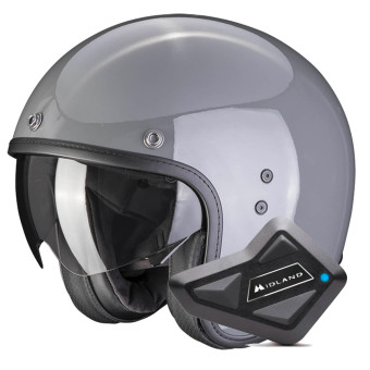 jet Scorpion Belfast Evo Grey Cement + Kit Bluetooth BT Mini