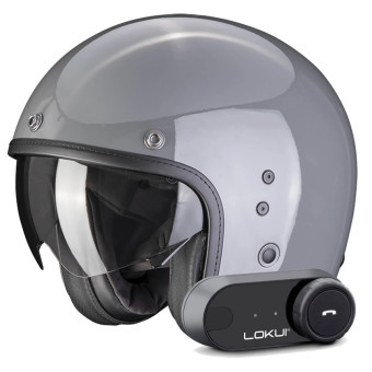 jet Scorpion Belfast Evo Grey Cement + Kit Bluetooth Lokui K30