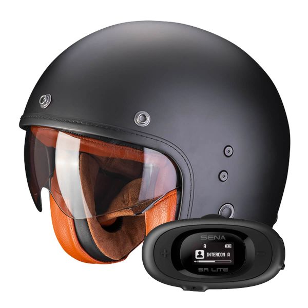 jet Scorpion Belfast Evo Luxe Matt Black + Kit bluetooth 5R Lite