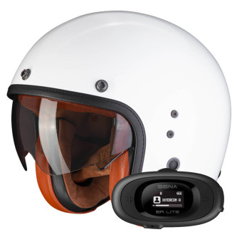 jet Scorpion Belfast Evo Luxe White + Kit bluetooth 5R Lite