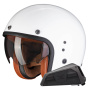 Casque jet Scorpion Belfast Evo Luxe Blanco + Kit Bluetooth Exo-Com Link-1