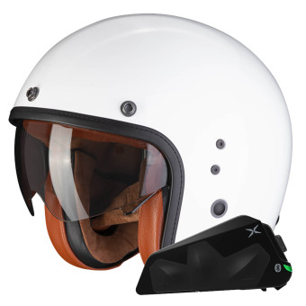 jet Scorpion Belfast Evo Luxe Blanco + Kit Bluetooth Exo-Com Link-1C