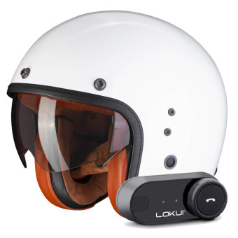 jet Scorpion Belfast Evo Luxe White + Kit Bluetooth Lokui K30