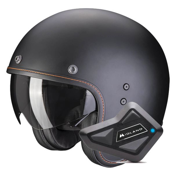 jet Scorpion Belfast Evo Matt Black + Kit Bluetooth BT Mini