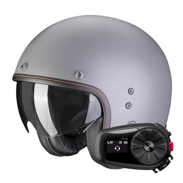 jet Scorpion Belfast Evo Matt Grey Cement + Kit Bluetooth 5S Solo