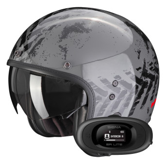 jet Scorpion Belfast Evo Nevada Grey Black + Kit bluetooth 5R Lite