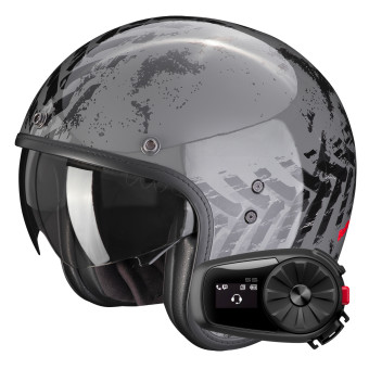 jet Scorpion Belfast Evo Nevada Grey Black + Kit Bluetooth 5S Solo