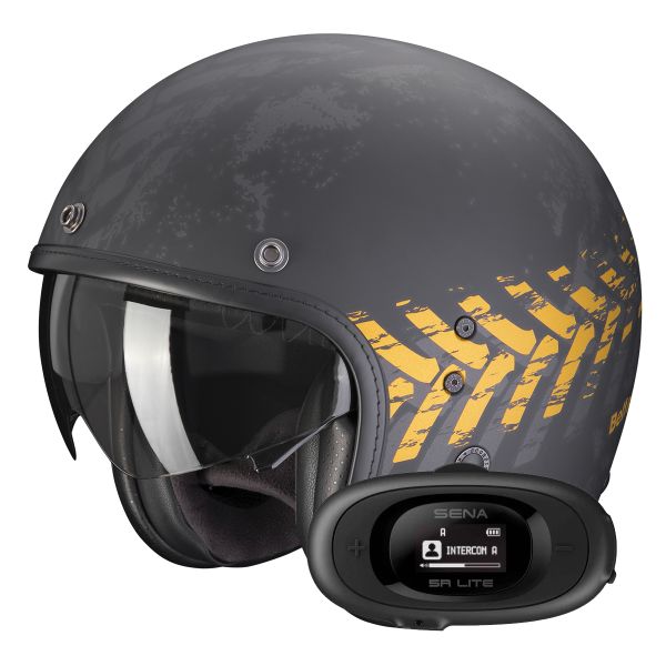 jet Scorpion Belfast Evo Nevada Matt Black Gold + Kit bluetooth 5R Lite