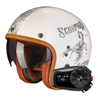 jet Scorpion Belfast Evo Pique Beige Black + Kit Bluetooth 5S Solo