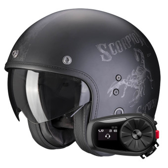 jet Scorpion Belfast Evo Pique Matt Black Silver + Kit Bluetooth 5S Solo