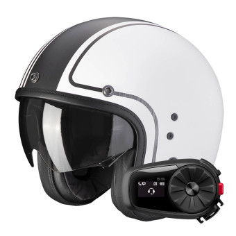 jet Scorpion Belfast Evo Retrol White Silver + Kit Bluetooth 5S Solo
