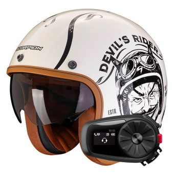 jet Scorpion Belfast Evo Romeo Cream Black + Kit Bluetooth 5S Solo