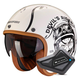 jet Scorpion Belfast Evo Romeo Cream Black + Kit Bluetooth BT Mini