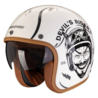 Scorpion Belfast Evo Romeo Crema Negro + Kit Bluetooth Exo-Com Link-1