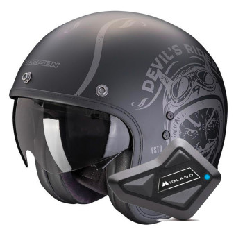jet Scorpion Belfast Evo Romeo Matt Black Silver + Kit Bluetooth 5S Solo