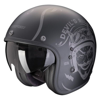 Scorpion Belfast Evo Romeo Negro Plata Mate + Kit Bluetooth Exo-Com Link-1