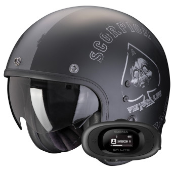 jet Scorpion Belfast Evo Spade Matt Black Silver + Kit bluetooth 5R Lite Solo