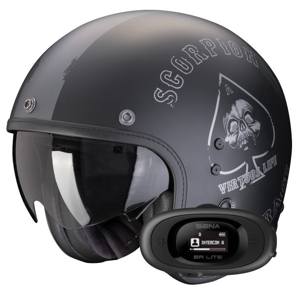 jet Scorpion Belfast Evo Spade Matt Black Silver + Kit bluetooth 5R Lite Solo jet Scorpion Belfast Evo Spade Matt Black Silver + Kit bluetooth 5R Lite Solo