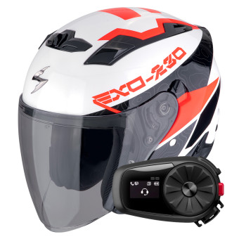 jet Scorpion Exo 230 Band Matt Black Red Silver + Kit Bluetooth 5S Solo