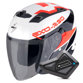 jet Scorpion Exo 230 Band Matt Black Red Silver + Kit Bluetooth BT Mini