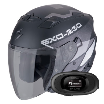 jet Scorpion Exo 230 Band Matt Black Silver + Kit bluetooth 5R Lite