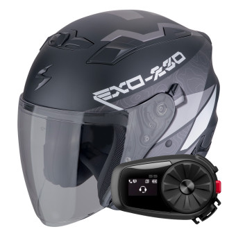 jet Scorpion Exo 230 Band Matt Black Silver + Kit Bluetooth 5S Solo