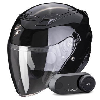 jet Scorpion Exo 230 Black + Kit Bluetooth Lokui K30