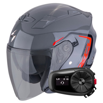 jet Scorpion Exo 230 Cit-E Grey Red + Kit Bluetooth 5S Solo