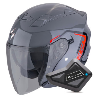 jet Scorpion Exo 230 Cit-E Grey Red + Kit Bluetooth BT Mini