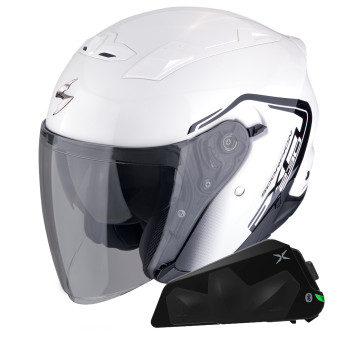 jet Scorpion Exo 230 Cit-E Blanco Negro + Kit Bluetooth Exo-Com Link-1C