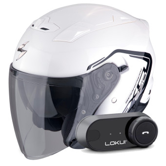 jet Scorpion Exo 230 Cit-E White Black + Kit Bluetooth Lokui K30