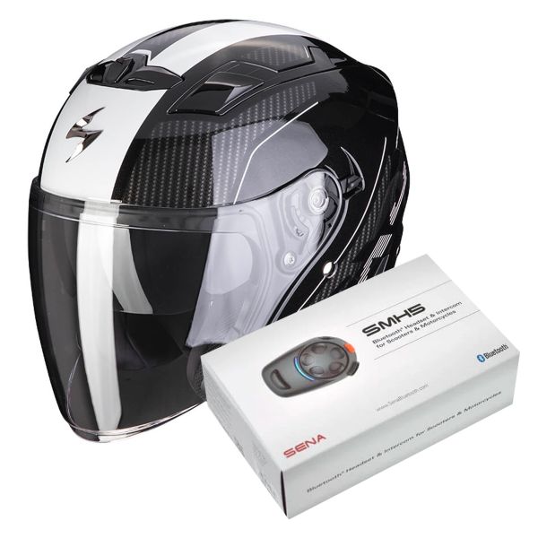 jet Scorpion Exo 230 Condor Black White + Kit Bluetooth SMH5