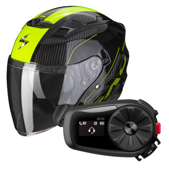 jet Scorpion Exo 230 Condor Black Yellow Fluo + Kit Bluetooth 5S Solo