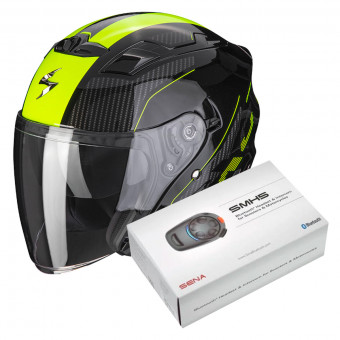 jet Scorpion Exo 230 Condor Black Yellow Fluo + Kit Bluetooth SMH5