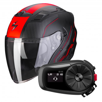 jet Scorpion Exo 230 Condor Matt Black Red + Kit Bluetooth 5S Solo