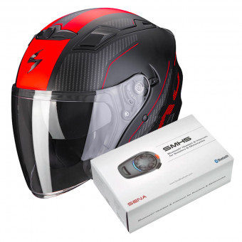 jet Scorpion Exo 230 Condor Matt Black Red + Kit Bluetooth SMH5