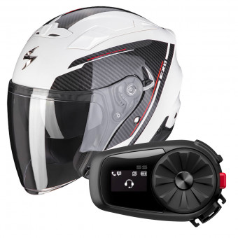 jet Scorpion EXO 230 Fenix White Black + Kit Bluetooth 5S Solo