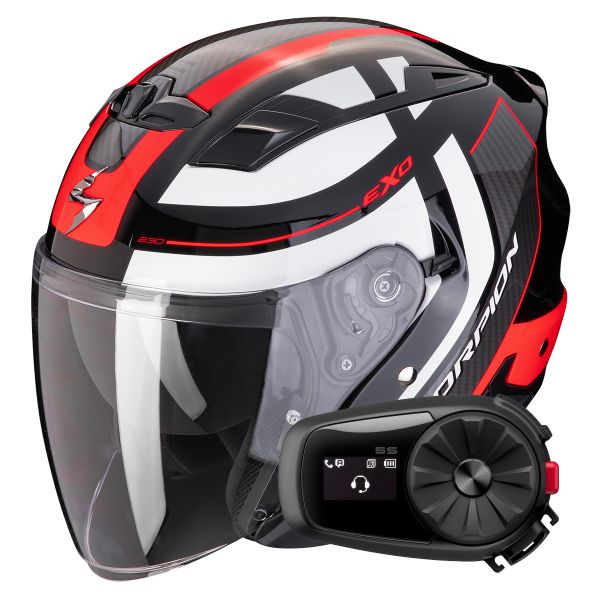 jet Scorpion Exo 230 Pul Black Red + Kit Bluetooth 5S Solo