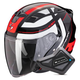 jet Scorpion Exo 230 Pul Black Red + Kit Bluetooth BT Mini