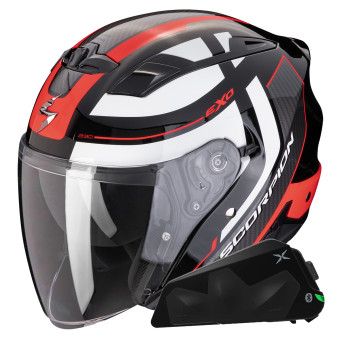 jet Scorpion Exo 230 Pul Negro Rojo + Kit Bluetooth Exo-Com Link-1C