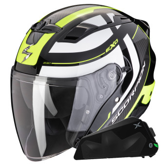 jet Scorpion Exo 230 Pul Negro Amarillo Fluo + Kit Bluetooth Exo-Com Link-1C