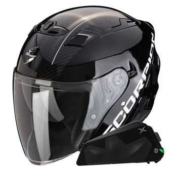 jet Scorpion Exo 230 QR Negro Plata + Kit Bluetooth Exo-Com Link-1C