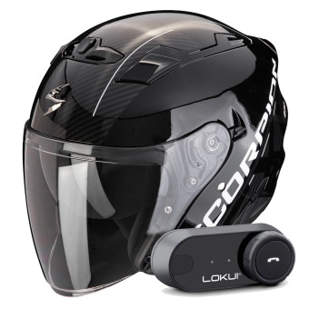 jet Scorpion Exo 230 QR Black Silver + Kit Bluetooth Lokui K30