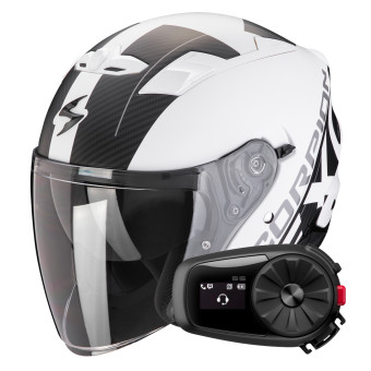jet Scorpion Exo 230 QR Matt White Black + Kit Bluetooth 5S Solo