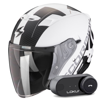 jet Scorpion Exo 230 QR Matt White Black + Kit Bluetooth Lokui K30