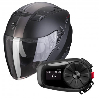 jet Scorpion Exo 230 SR Black Matt Silver Red + Kit Bluetooth 5S Solo