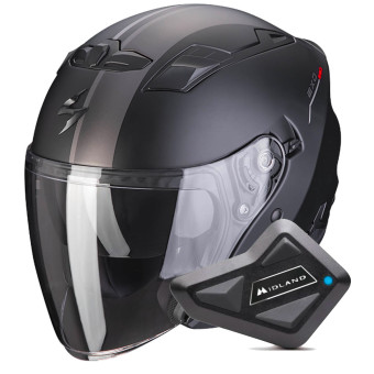 jet Scorpion Exo 230 SR Black Matt Silver Red + Kit Bluetooth BT Mini