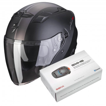 jet Scorpion Exo 230 SR Black Matt Silver Red + Kit Bluetooth SMH5