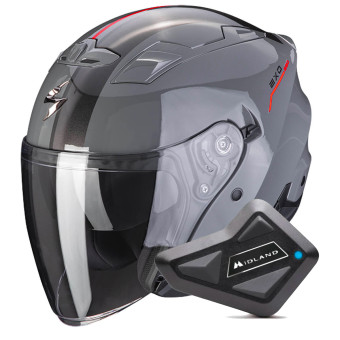 jet Scorpion Exo 230 SR Grey Cement Red + Kit Bluetooth BT Mini
