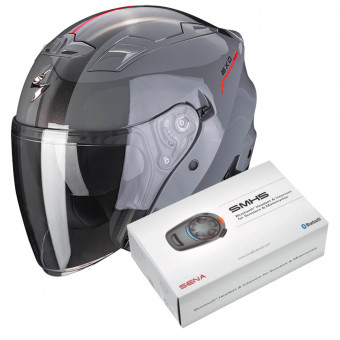 jet Scorpion Exo 230 SR Grey Cement Red + Kit Bluetooth SMH5